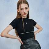 HIDE Piping Crop Top (1/2) (Black) (6570966876278)