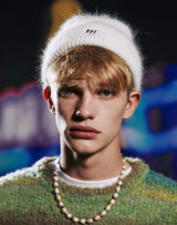 ミーロゴアンゴラビーニー/mii LOGO ANGORA BEANIE WHITE