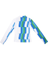 グリッチプリントモックネックTシャツ/Glitch Print Mock Neck T-Shirt_Blue