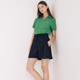 ツーボタンピンタックウールショーツ / TWO BUTTON PINTUCK WOOL SHORTS (BLACK)