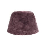 Fur Long Label Solid Drop Bucket Hat Burgundy