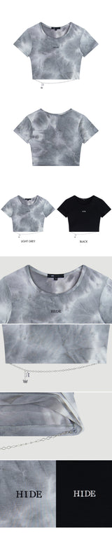 HIDE Logo Chain Crop Top (Light Grey) (6570973823094)