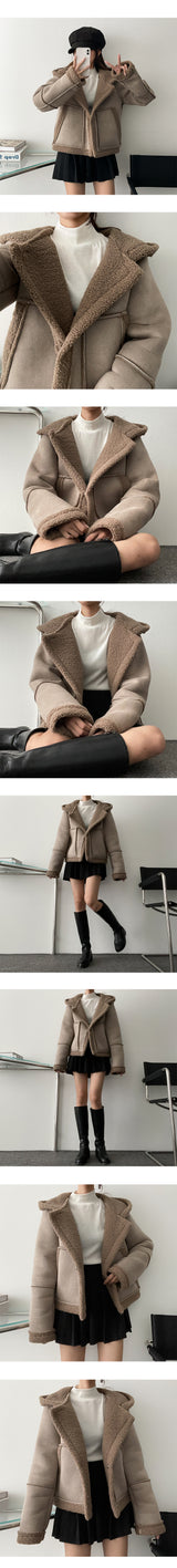 Chorring Wool Suede Hooded Mustang Jacket