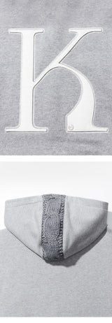 Mixed Fabric Knit KUYRI K Hoodie (Melange Gray)