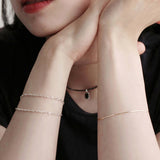 シルバーシンスネークチェーンブレスレット/silver thin snake chain bracelet (14K gold plated / no spare chain)