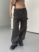 ミルカンサマーファブリックカーペンターポケットロングコットンパンツ / Milcan Summer Fabric Carpenter Pocket Long Cotton Pants