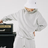 オーバーフィットレタリングパーカー/OVERFIT LETTERING HOODIE-MELANGE GREY