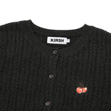 SMALL CHERRY CABLE CROP KNIT CARDIGAN [BLACK]