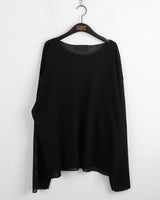 Rerfen boat-neck net loose fit long-sleeved knitwear