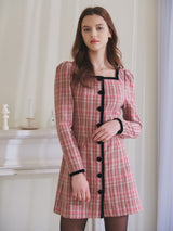 JENNY CHECK WOOL ONEPIECE_PINK (6638373929078)