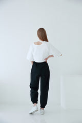 チョーカーショートスリーブクロップTシャツ / TOP(6656) Choker Short Sleeve Crop Tee