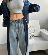 Just Coloring Denim Wide Pants