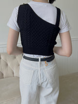 アンバランスドニットスリーブレス / Unbalanced Knit Sleeveless (2color)