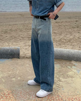グラデーションデニムショートスリーブシャツ / GM Western Gradation Denim Short-Sleeved Shirt (M ~ L)