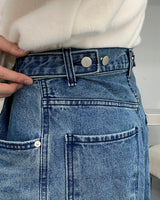 ワイドボタンデニムパンツ / SI Wide Button Denim Pants (2 colors)