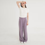 ツータックボタンワイドウールパンツ / Two-Tuck Button Wide Wool Pants (Violet)