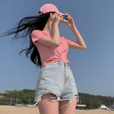 デイリーラベルセミクロップショートスリーブTシャツ
