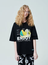 キャンペーンTシャツCAN/[ENJOY YOUR MEAL] CAMPAIGN 1/2 T-SHIRT CAN _BLACK