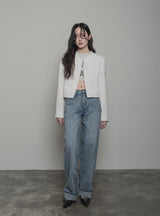 raw edge cut tweed jacket