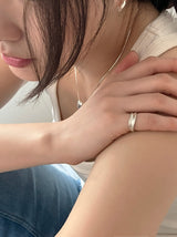 [92.5silver] bold wave baby open ring