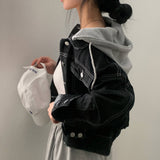 [Hood detachable/back banding] デニムムードオンルーズフィットクロップドフードデニムジャケット