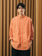 DAKYAM Colorful striped yarn-dyed side zipper pocket cityboy long-sleeved loose shirt