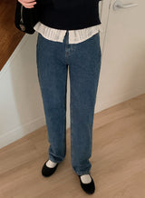 Winter Denim Straight Pants