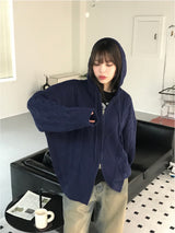 Corbin knit hood zip up