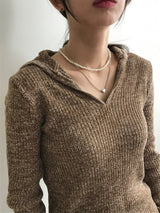 Haisley collar v-neck Knit
