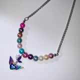 Rainbow butterfly necklace.02 (beads color random) (6672858906742)