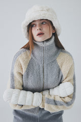 ボウクル2WAYジップアップニット / Boucle 2way Zip-up Knit [Grey]