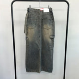 Work cargo denim skirt