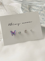 ルシードパープルバタフライピアスセット/[4 set] Lucid Purple Butterfly Piercing Set