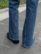 Slit Blue Boots-cut Jeans
