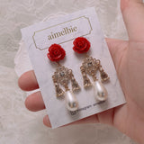ローズシャンデリアピアス / Red Rose Chandelier Piercing