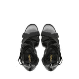 Elastic Strap Sandal Heel(Black)