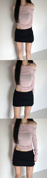 Uel Boat Neck Shirring T (3color)