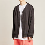 Vネックワッフルカーディガン/DAMP V-NECK WAFFLE CARDIGAN_BLACK