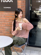 [5color]ジュエルサマーボートネック長袖ネットニット / Juel Summer Boat Neck Long Sleeve Net Knit