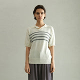 シリンダライン ハーフスリーブカラーニット/CYLINDER LINE HALF SLEEVE COLLAR KNIT (IVORY)