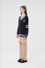 ミドルチェリーVネックニット／MIDDLE CHERRY V-NECK KNIT [CHARCOAL]