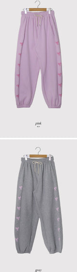 Ribbon Sheep Fleece Jogger Pants (4color)