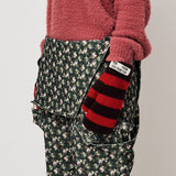 STRIPE MITTENS, RED+BROWN