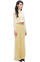[IPT006-13] VELOURS GLITTER LOGO WIDE PANTS YELLOW
