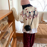 Away wool vintage Nordic jacquard knit cardigan