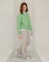 HALF ZIP UP PUNCHING RHOMBUS SWEATER YELLOW GREEN (6691447603318)