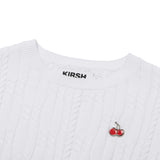 スモールチェリーケーブルクロップ丈のショットスリーブニット／(Eunbi's Pick)SMALL CHERRY CABLE CROP SHORT SLEEVE KNIT [WHITE]