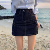 [Bellide made/2 size/Included Underpants] Saltie Non-fade Pocket Cargo Raw Denim Skirt