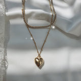  Modern Heart Rhinestone Layered Necklace - Gold Color (VIVIZ Sinb, Oh My Girl YooA, STAYC Seeun Necklace)