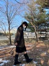 Square wrinkle middle boots 